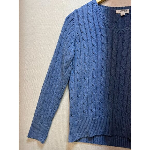 St. John's Bay Women's Fisherman Cable Knit Pullover Sweater Size PL Blue - Picture 7 of 11